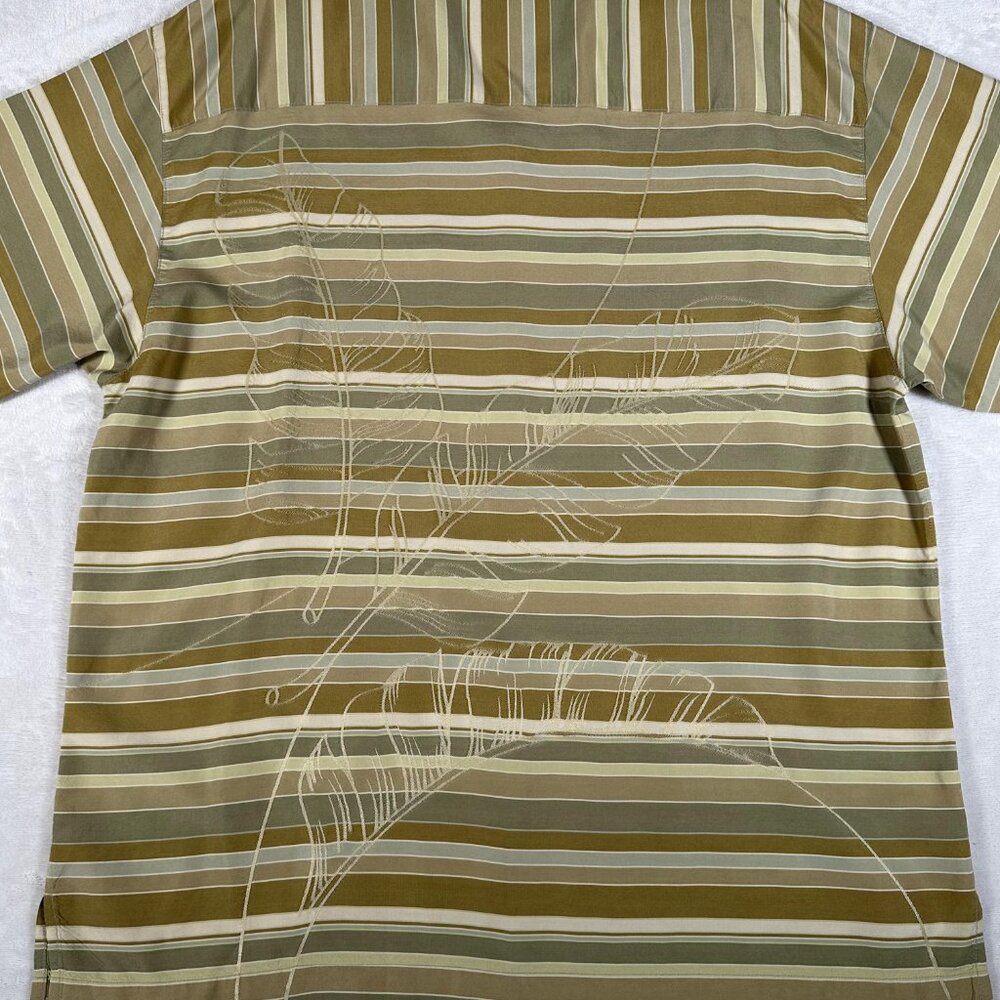 Tommy Bahama Shirt Men Size L Striped Hawaiian Tropical Short Sleeve 100% Silk - Picture 11 of 11